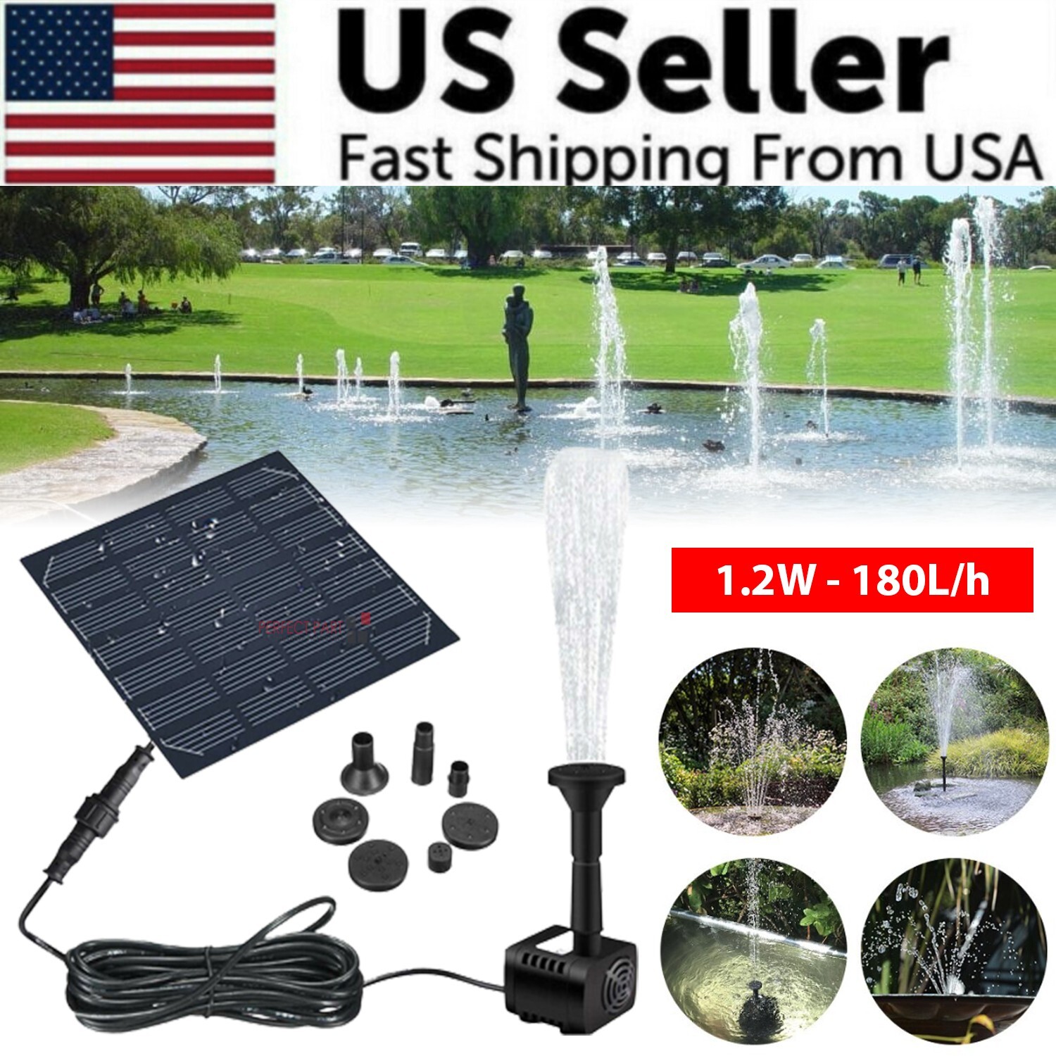 Solar Power Fountain Floating Water Pump for Bird Bath Pond Pool