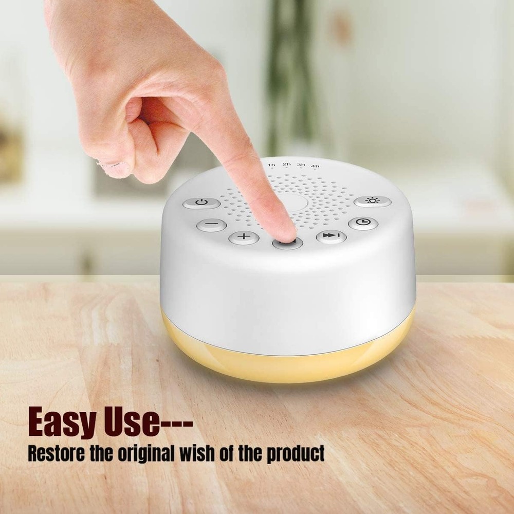 White Noise Machine with 25 Sounds, Night Light, Volume Control, Sleep Timer