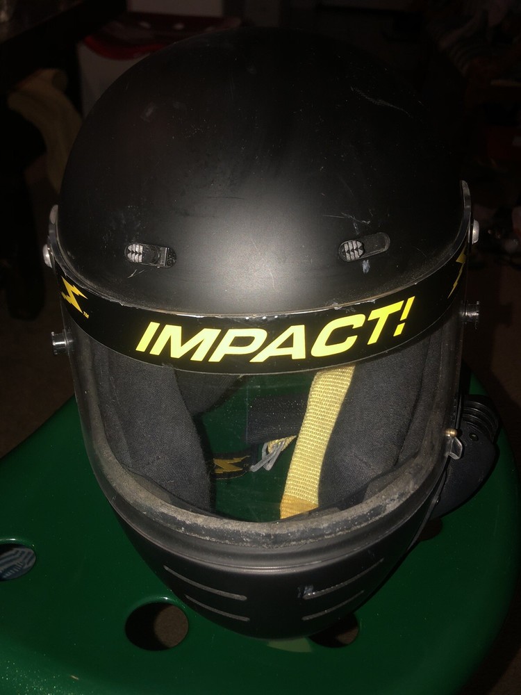Impact Champ Racing Black Helmet, Medium Size Used.