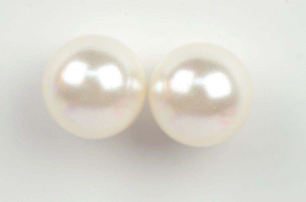 925 Solid Sterling Silver Beautiful Classic White Swarovski Pearls Stud Earrings