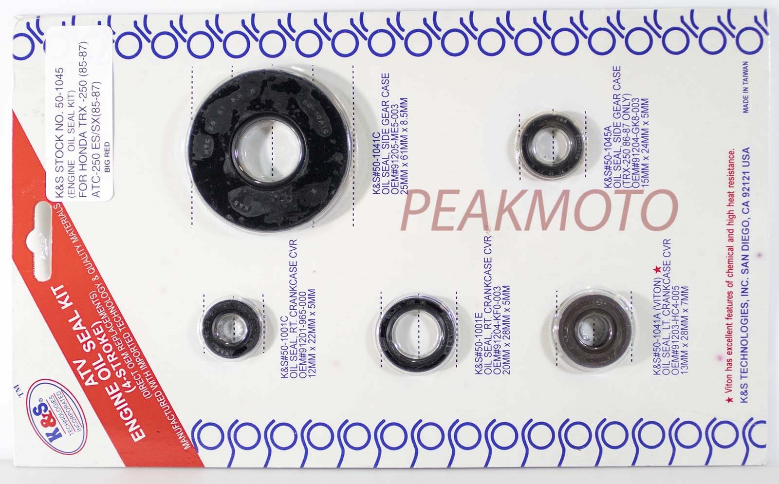 Honda ATC250ES 85-87 Big Red Engine Oil Seal Kit K&S Technologies 50-1045