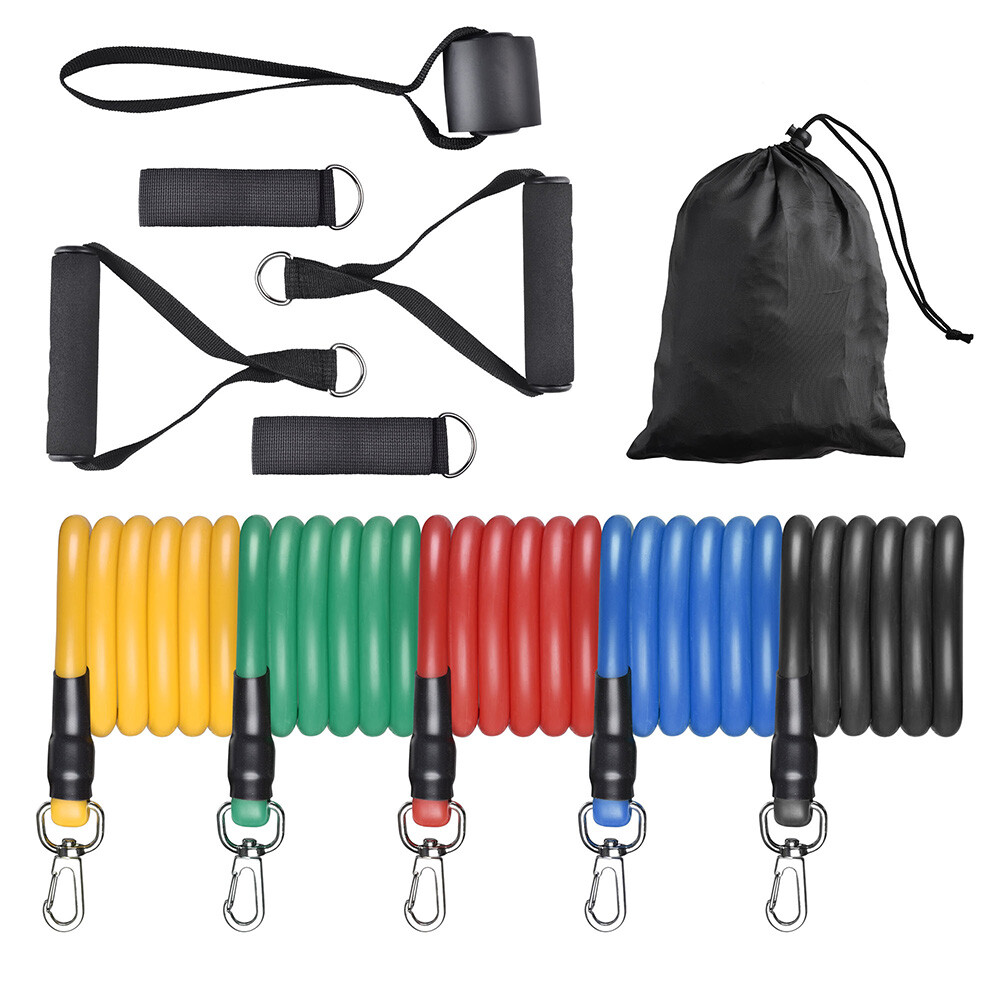 5 Tubes Resistance Bands Set Exercise Workout Stackable 100Lbs Ankle Strap Home