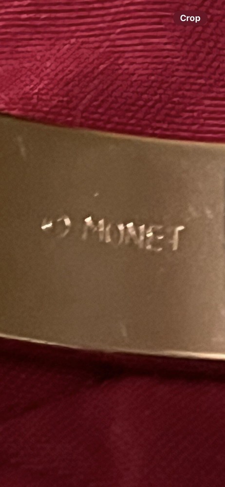 MONET LIGHT GREEN BANGLE BRACELET 2 1/2 DIAMETER.SIGNED.