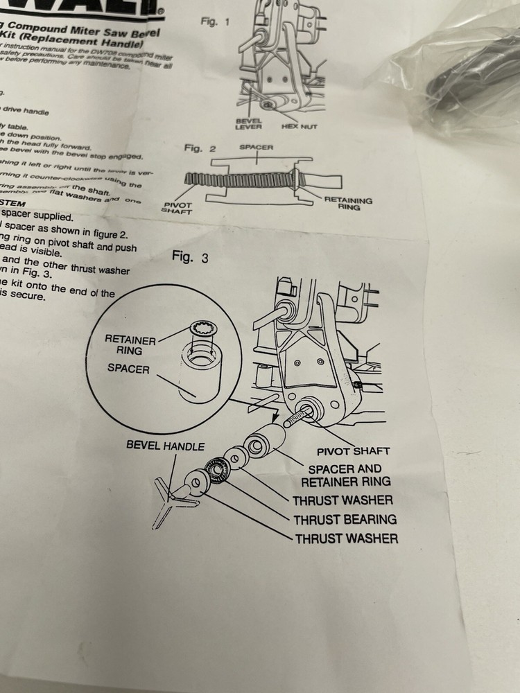 DeWalt DW708 Sliding Compound Miter Saw-Bevel Replacement Handle
