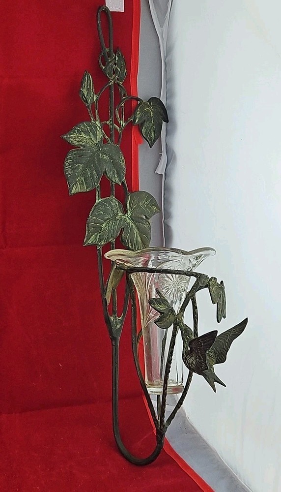 Original Antique Solid Copper Hummingbird Wall Sconce