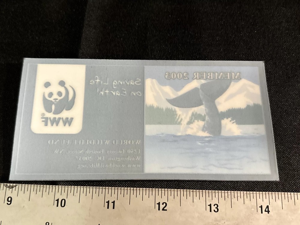 WWF 2003 Member Window Static Cling Decal - Whale