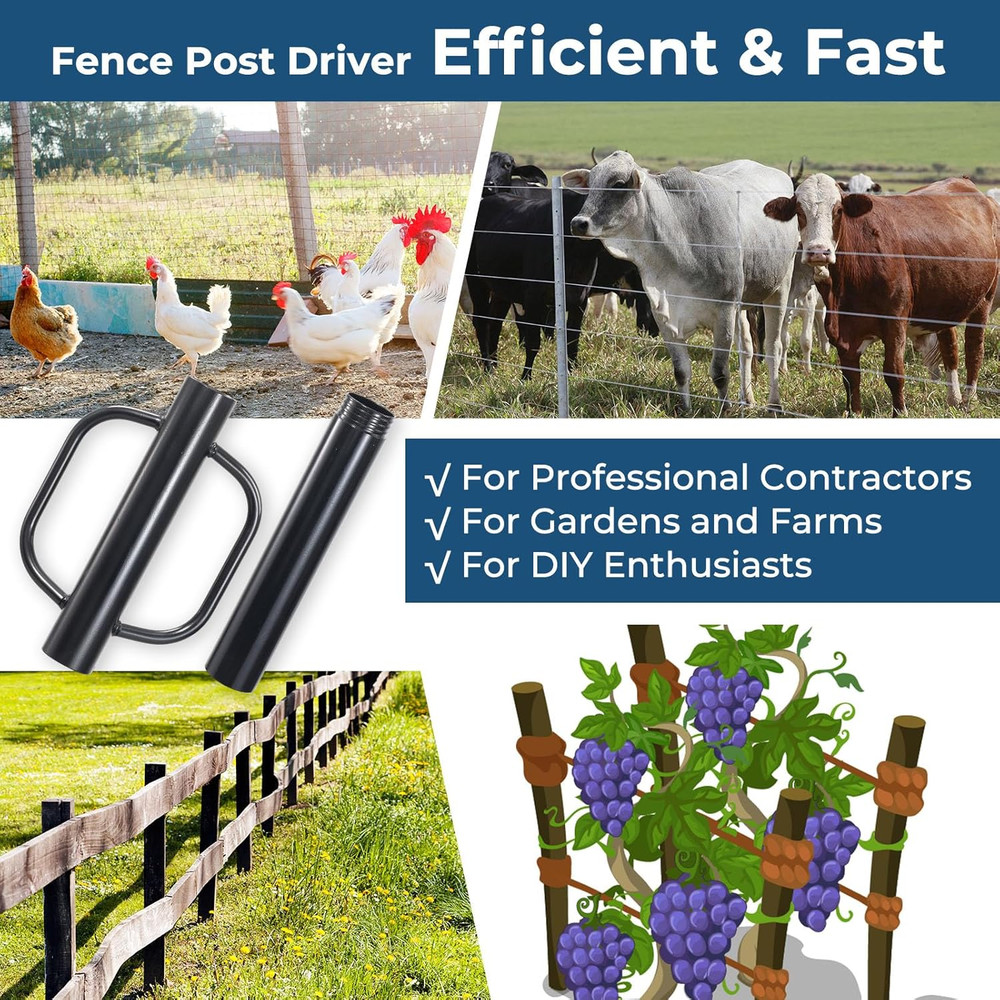 Fence Post Driver, 20LBS Fence Post Driver with Handle, 2.7 Inch Inner Diameter