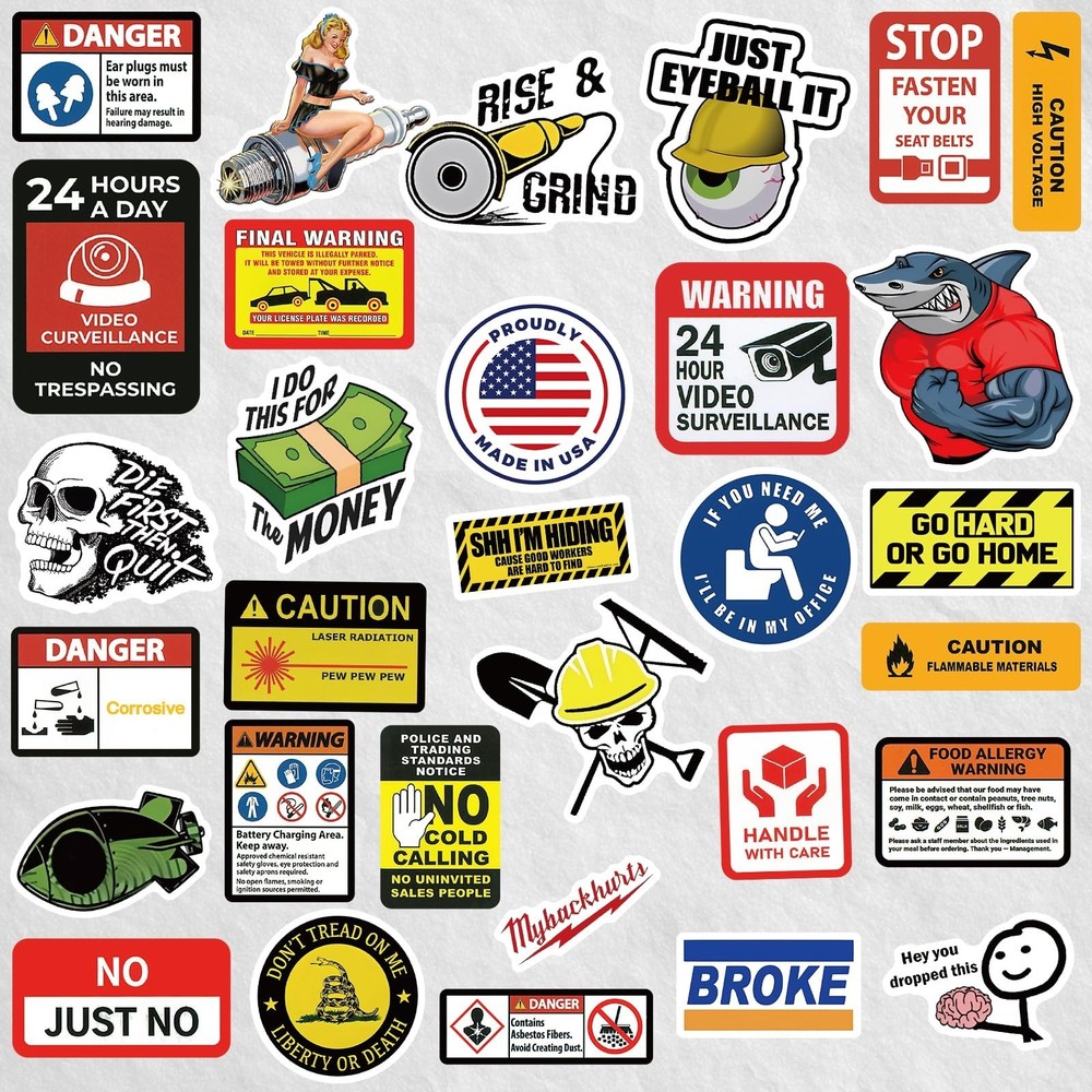 Blue Collar Hard Hat Stickers 160 Pcs Funny Stickers for Mechanics Construction