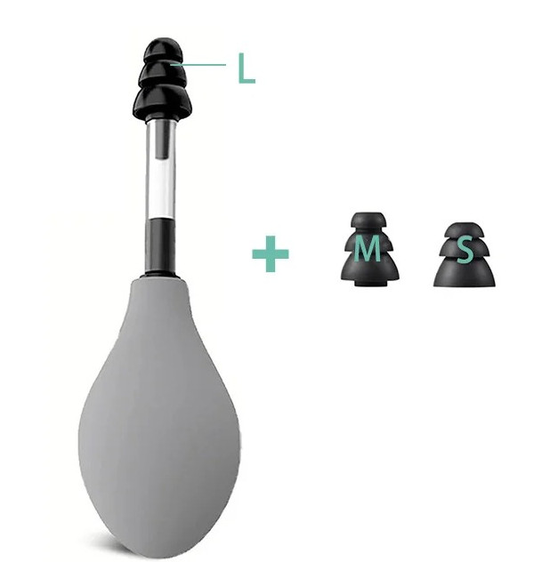 1set Portable Silver Ear Pressure Relief Tool with 3 Sizes Earplugs - NEW