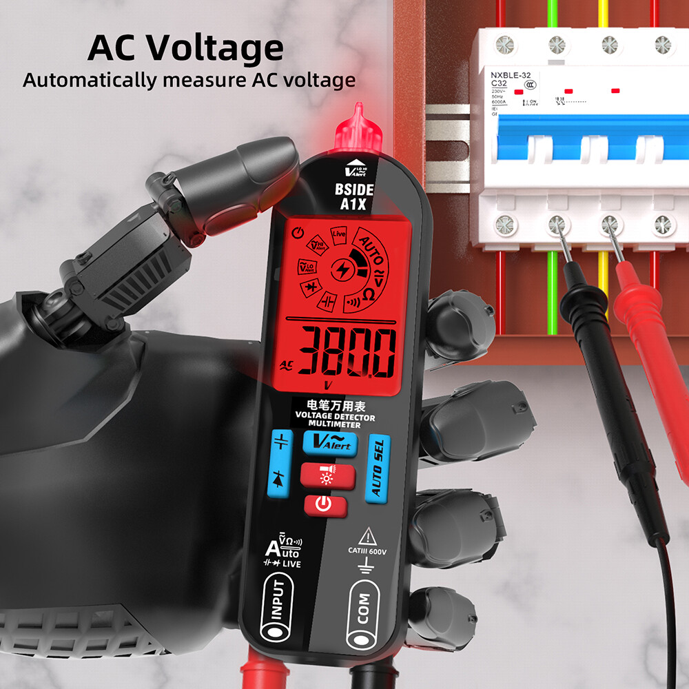 A1X Digital LCD Multimeter DC/AC Voltage Tester Resistance Meter with Flashlight