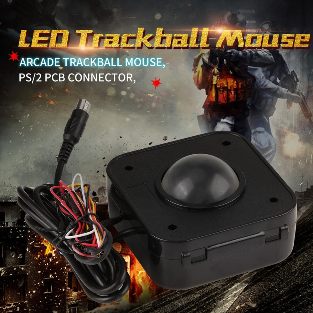 Illuminated 4.5cm Round LED Trackball Mouse PS/2 PCB Connector For ♡