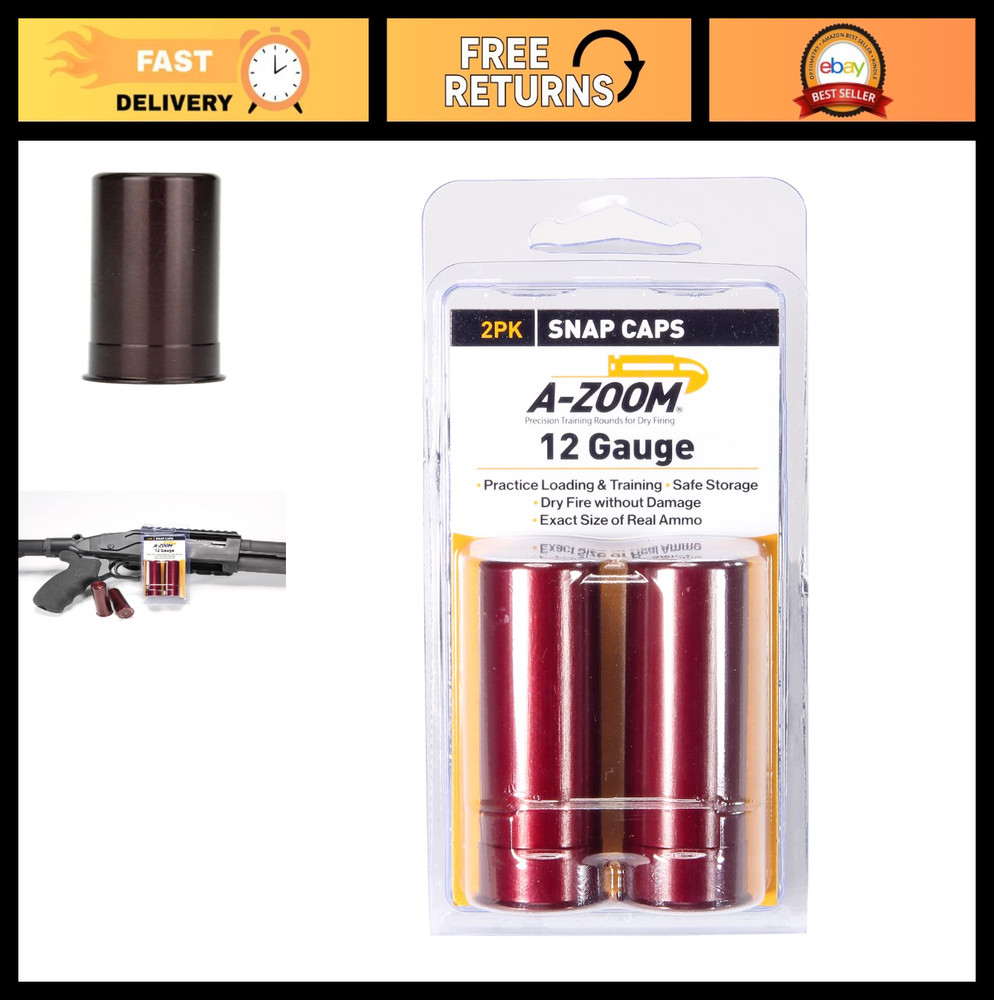 12 Gauge Snap Caps - Red Dummy Rounds for Dry Fire Training, 2 Count Pack