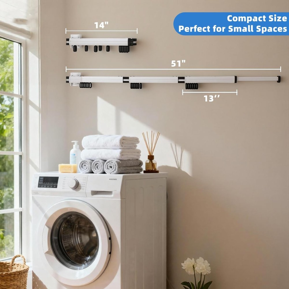Wall Mounted Clothes Drying Rack, Foldable Laundry Drying Hanger Rack for Ind...