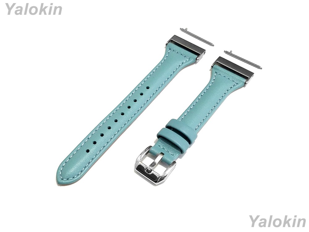 Light Blue Slim Leather Band for 24mm 25mm Width Watches Quick Release Adapters