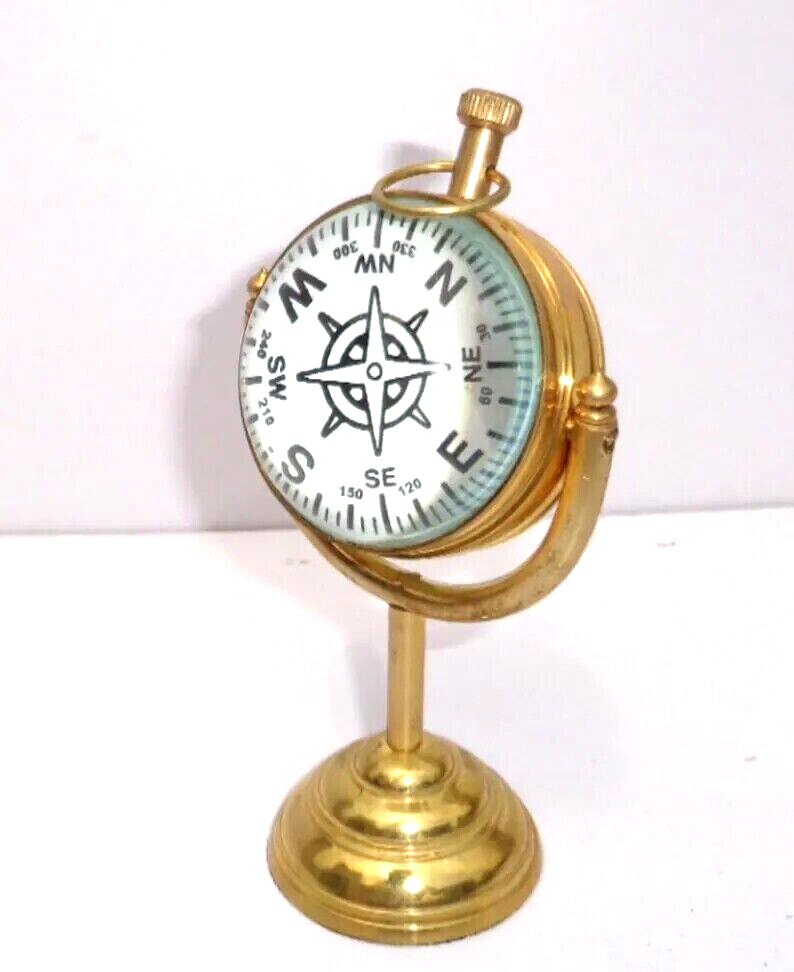 Nautical Clock Ship Table Clock Brass Desk Clock Maritime Brass Compass with Ant