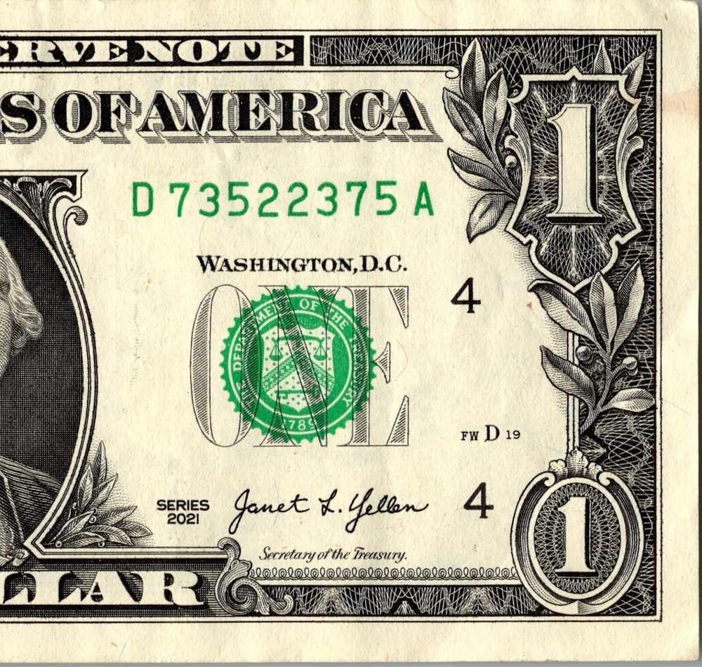 Four Pair Fancy Serial Number One Dollar Bill