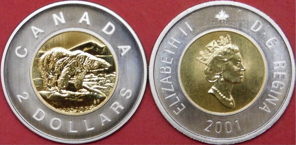 Specimen 2001 Canada 2 Dollars From Mint's Set