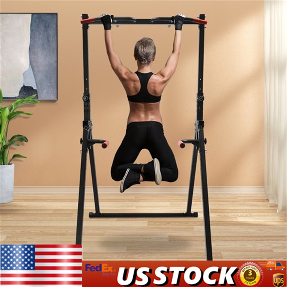 Adjustable Pull Up Bar Dip Station for Home Gym Strength Training Workout 440lbs