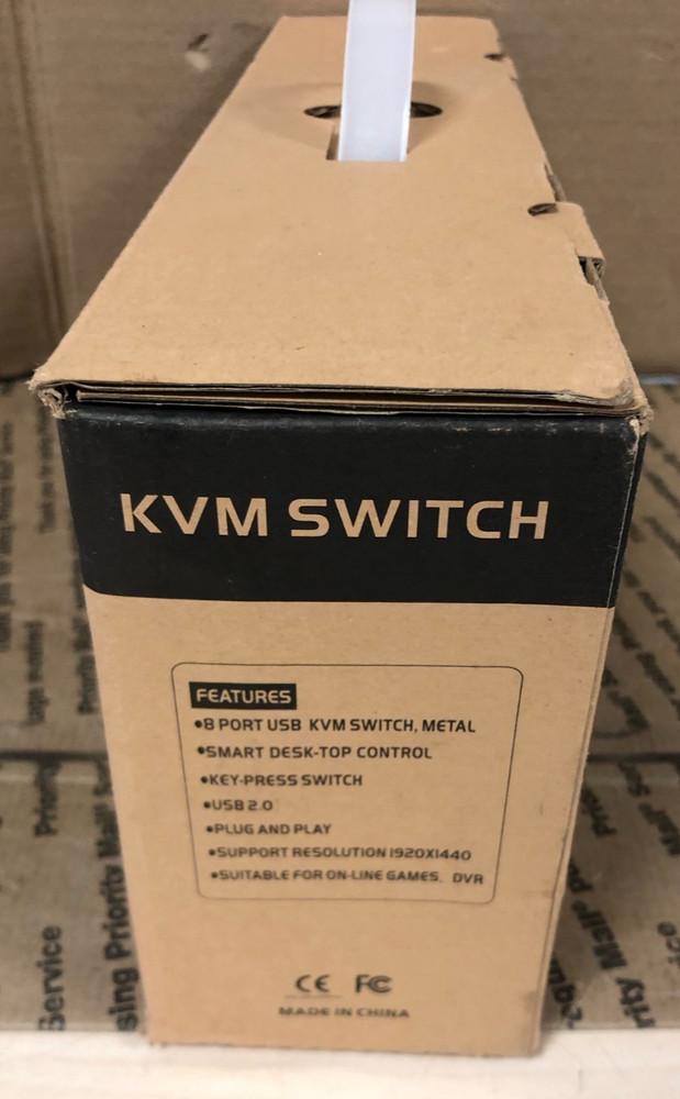 (NEW!) 8 PORT USB2.0 KVM SWITCH (BOX HAS LABEL STICKERS)
