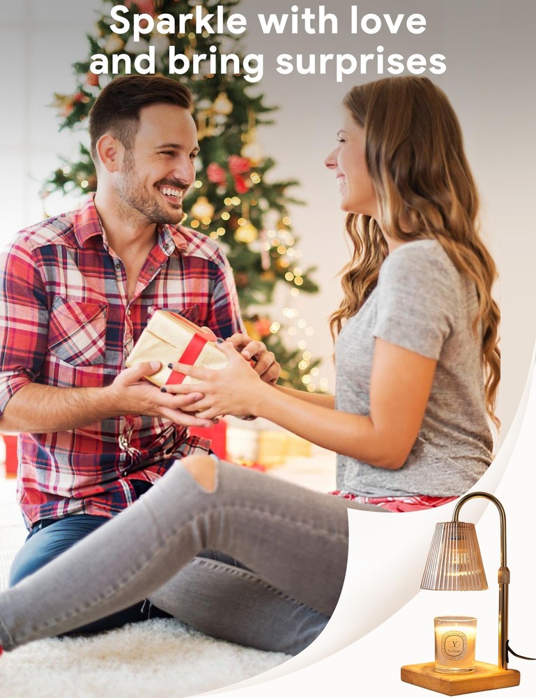 Allanmen Candle Warmer Lamp with Timer, Dimmable Adjustable Height, Gold