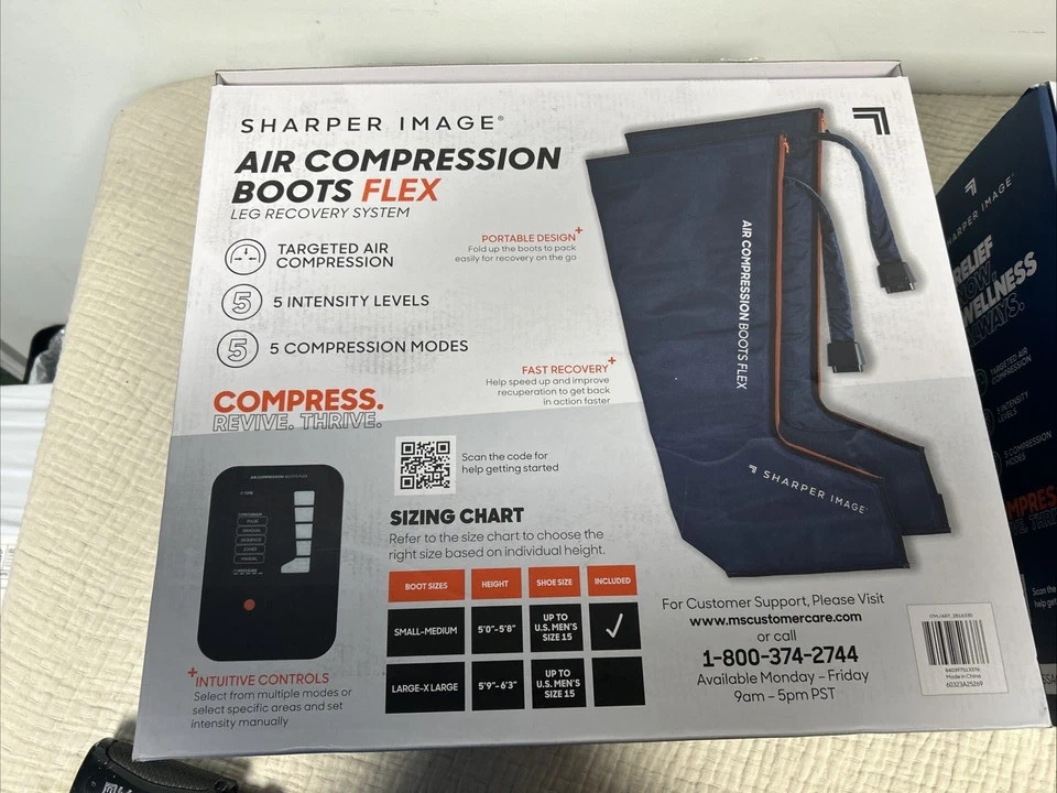 Small -Medium Sharper Image Air Compression Boots Flex Leg Massager open box