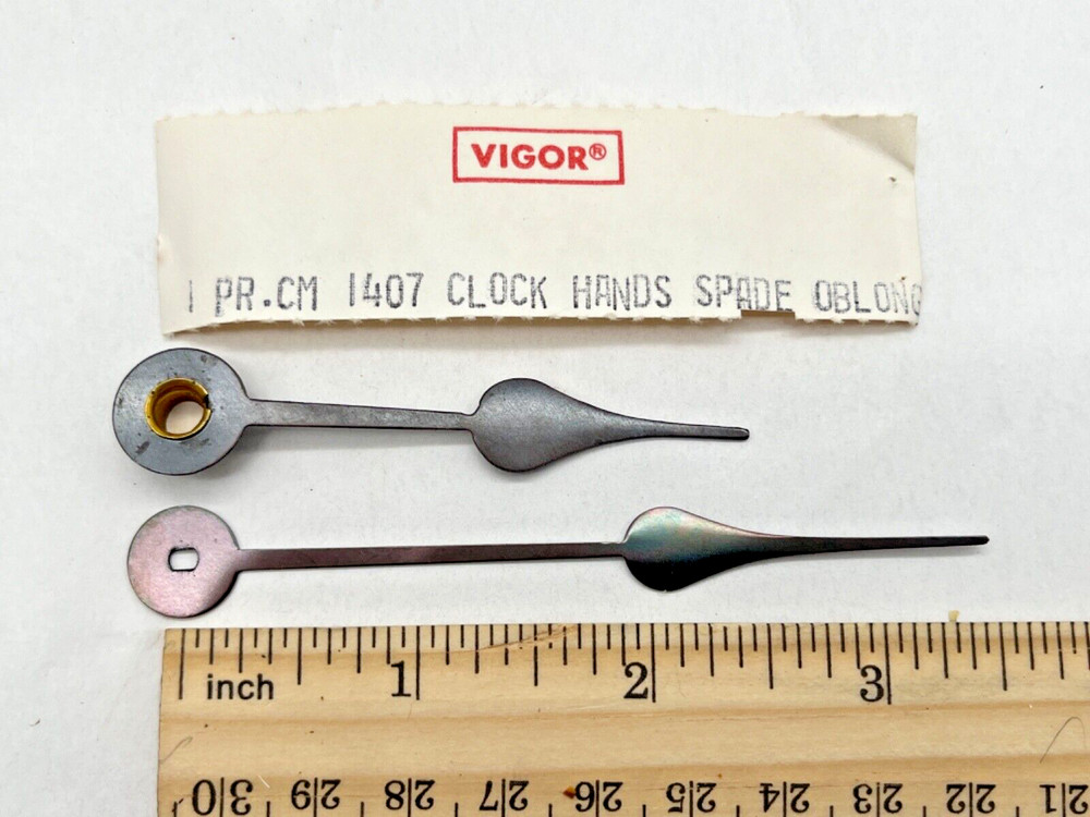 NOS VIGOR CM-1407 Spade Replacement Clock Hands Oblong Hole. For 7" Clock Dial