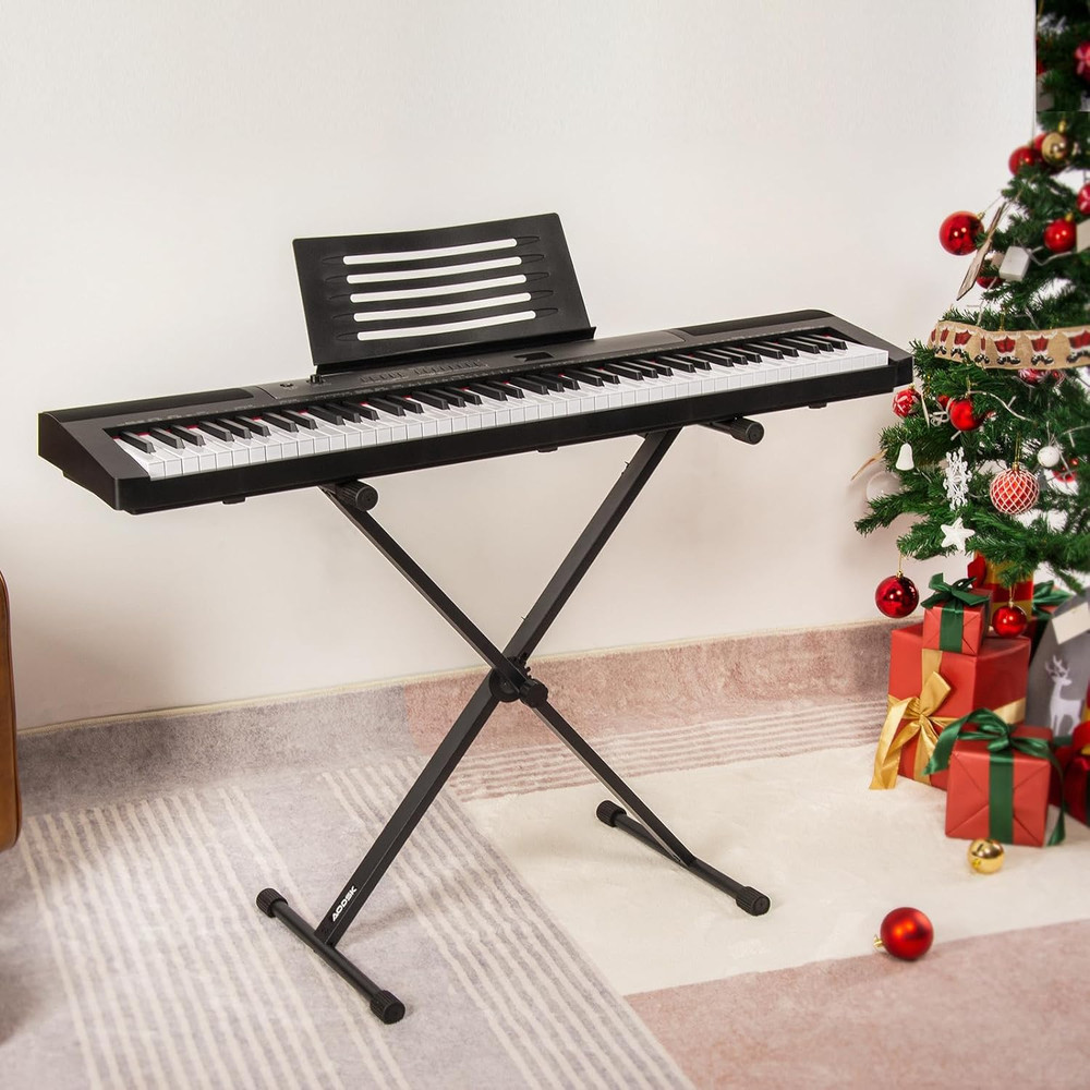Single-X Keyboard Stand Adjustable Width & Height,Piano Stand with Locking Strap