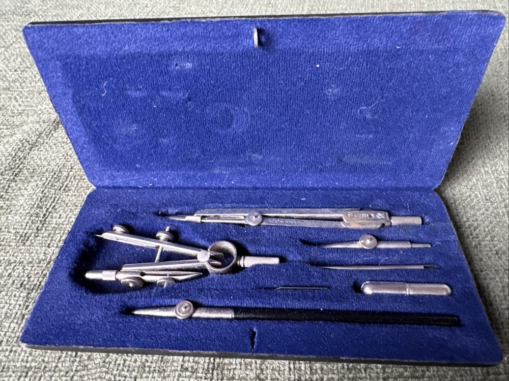Vintage Ecobra 200b Compass Technical Drawing Set In Case E248