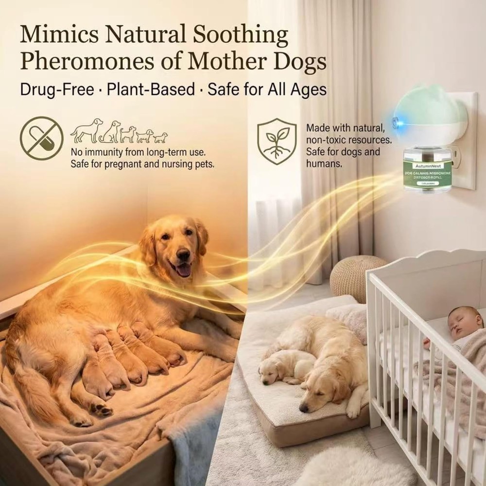 Dog Pheromone Calming Diffuser Kit, Pet Diffuser Kit (2 Plug-in + 4 Packs 48m...