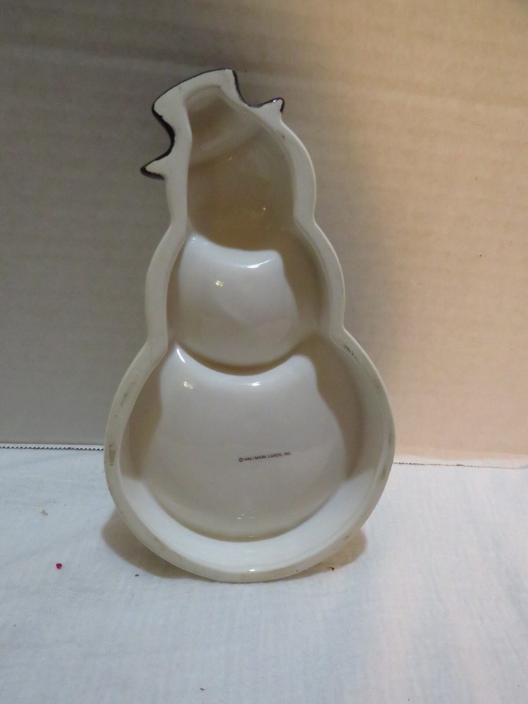 VTG HALLMARK DIVIDED SNOWMAN DISH 7.5"