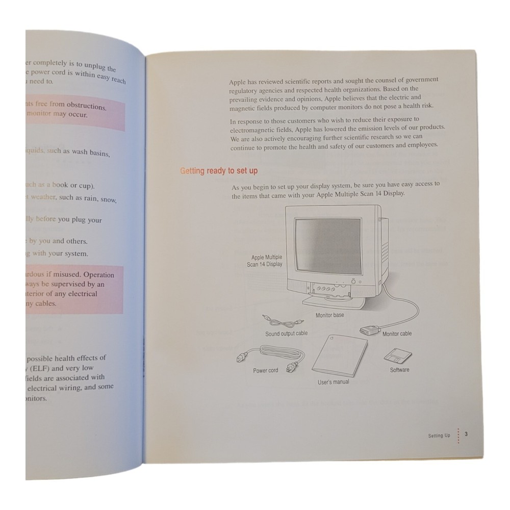APPLE MULTIPLE SCAN Software Floppy Disk & 14 DISPLAY USER'S Guide CRT Manual