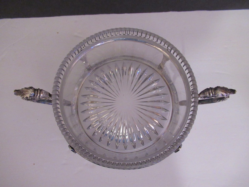 Antique Walker & Hall Silver Glass Compote Dish Bowl