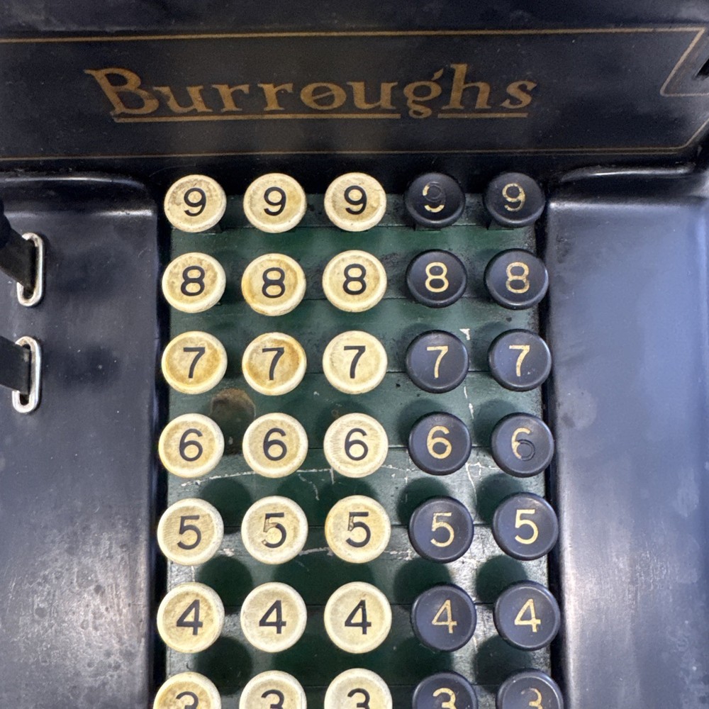 Antique 1920s Burroughs Class 3 Adding Machine Hand Crank, Tested