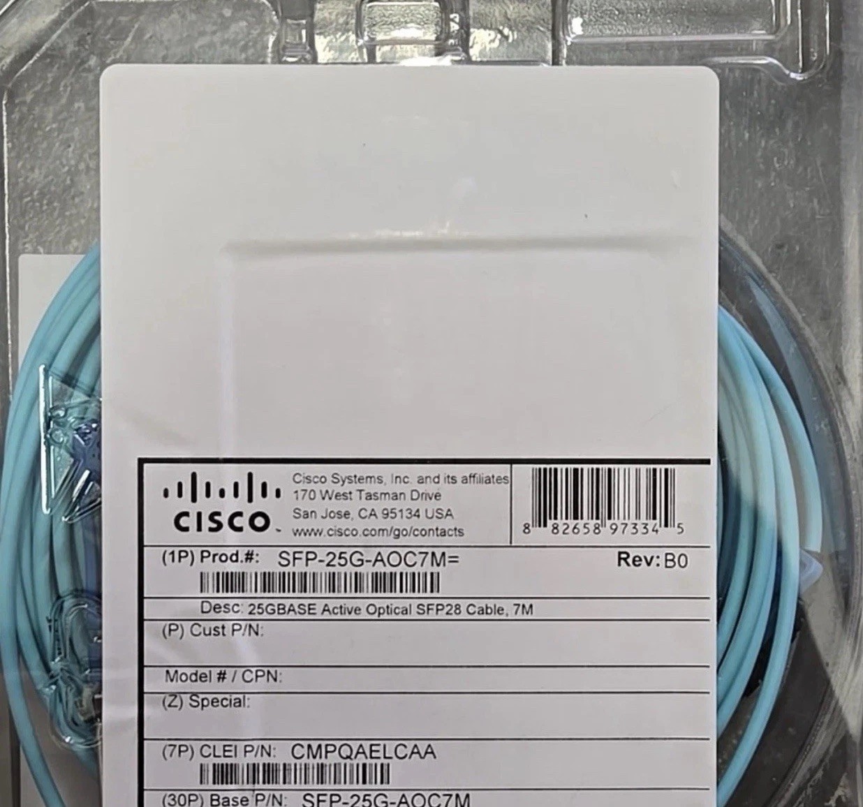 GENUINE CISCO 25G Base Active Optical SFP cable 7M SFP-25G-AOC7M NEW SHIPS FREE!