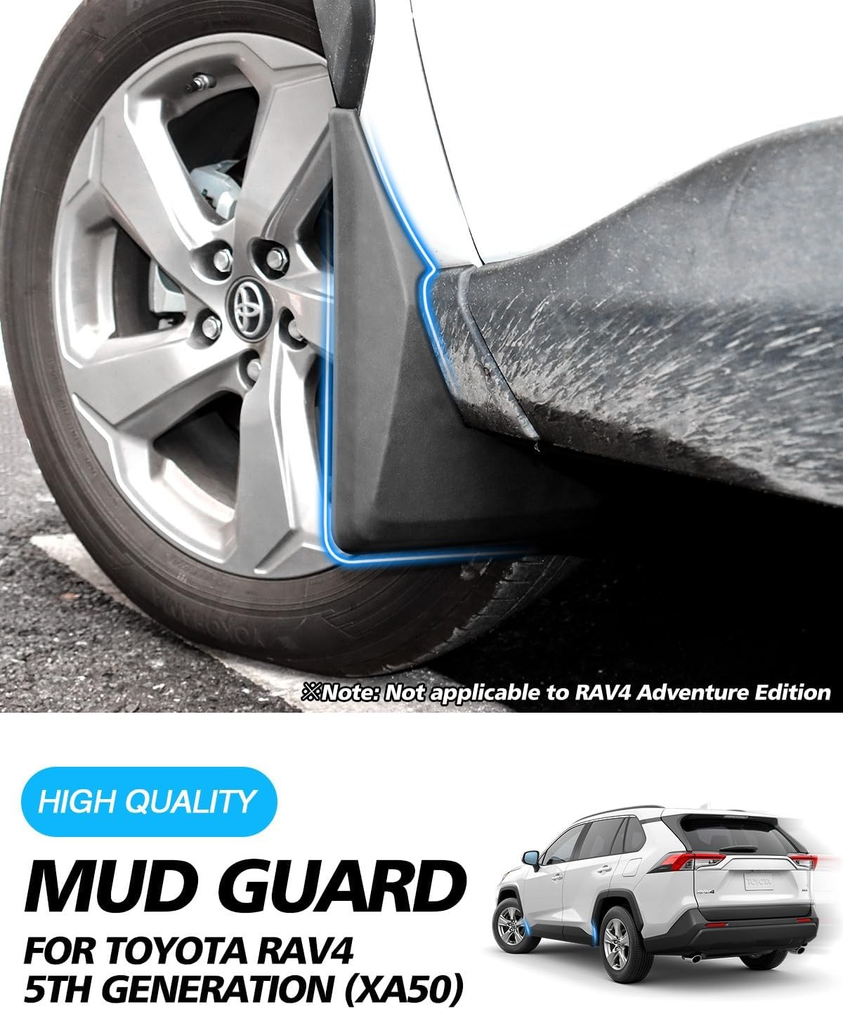 Powerty Custom Fit for Mud Flaps Toyota RAV4 2025 2024 2023 2022 2021 2020 2019
