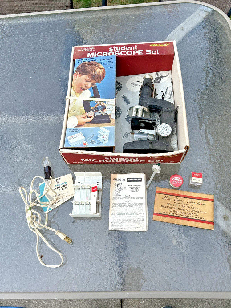 Vintage A.C. Gilbert Student Microscope Set Illuminated Complete w/ Box