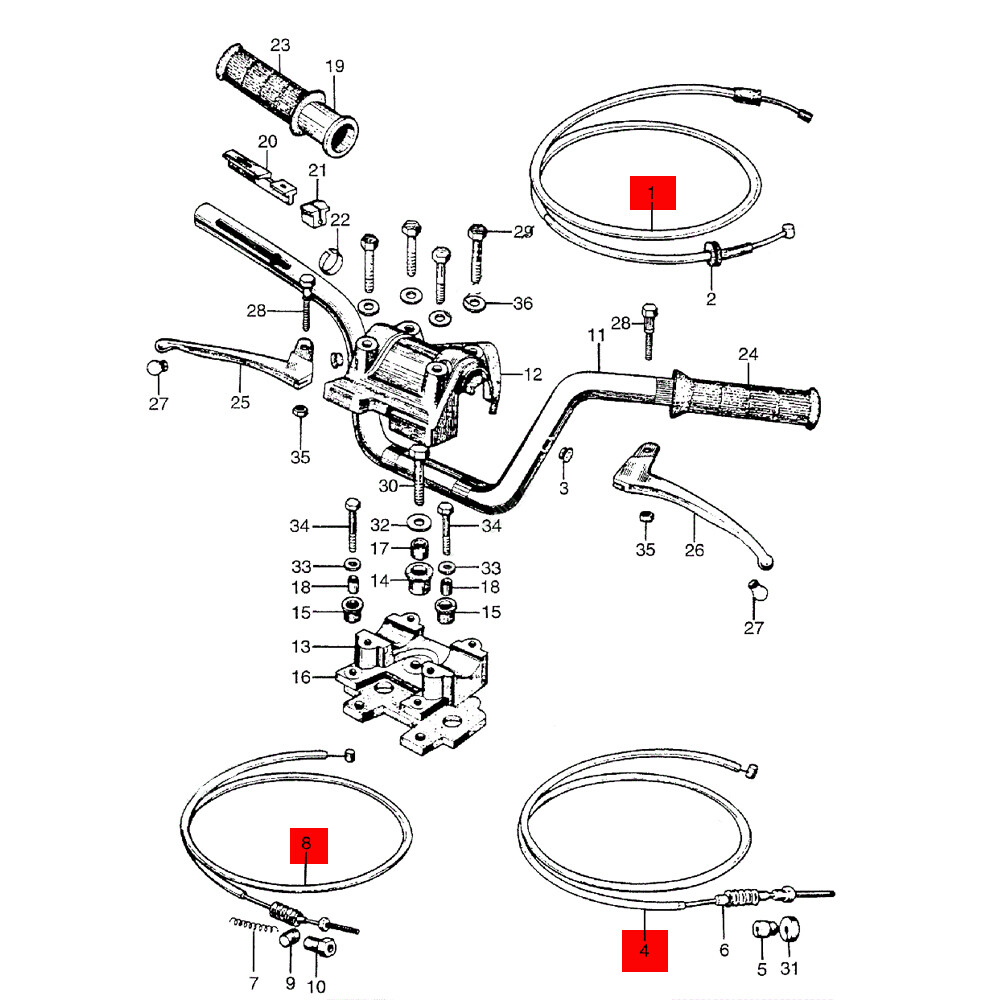 For 66 67 1968 Honda Trail 90 CT90 Brake Throttle Speedo Cable Set 45450-053-000