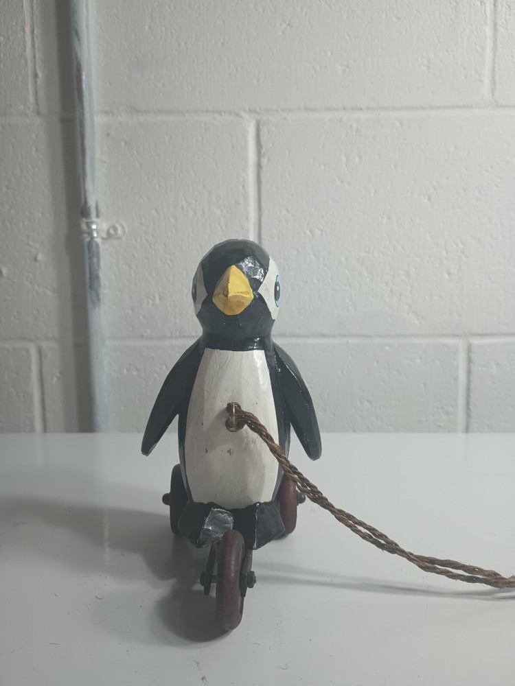 Wooden Pull Toy Penguin 6" Tall