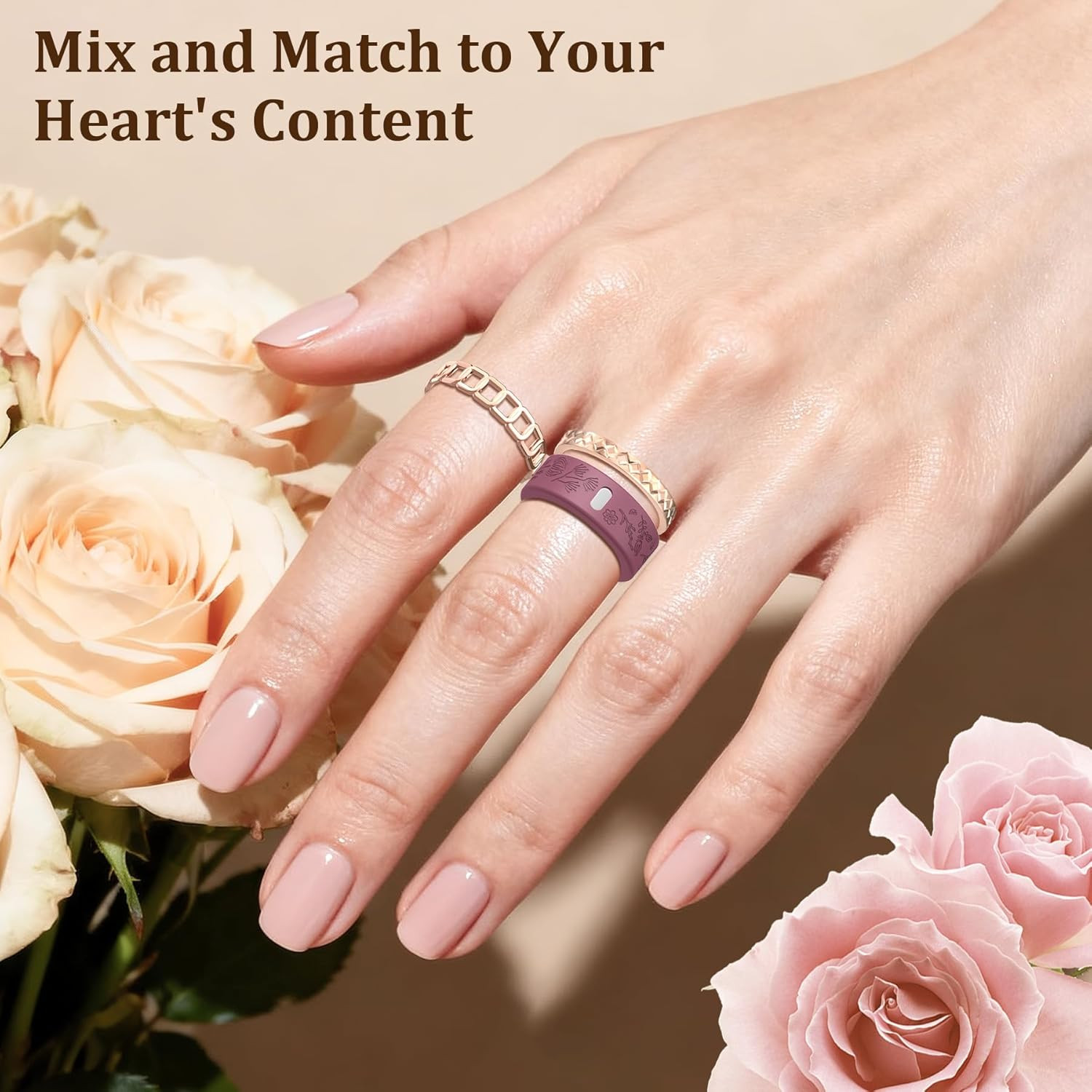 Floral Cover for Oura Ring 4/3/ 4 Ceramic/Samsung/Ultrahuman, Support Charging S