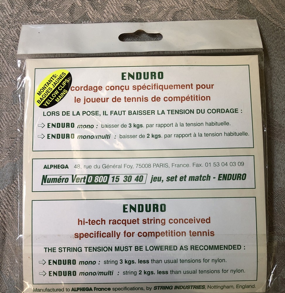 Enduro Cordage-String TenniSoft Reflehe & HS-Speed 67.5 Hi-tech Racquet String