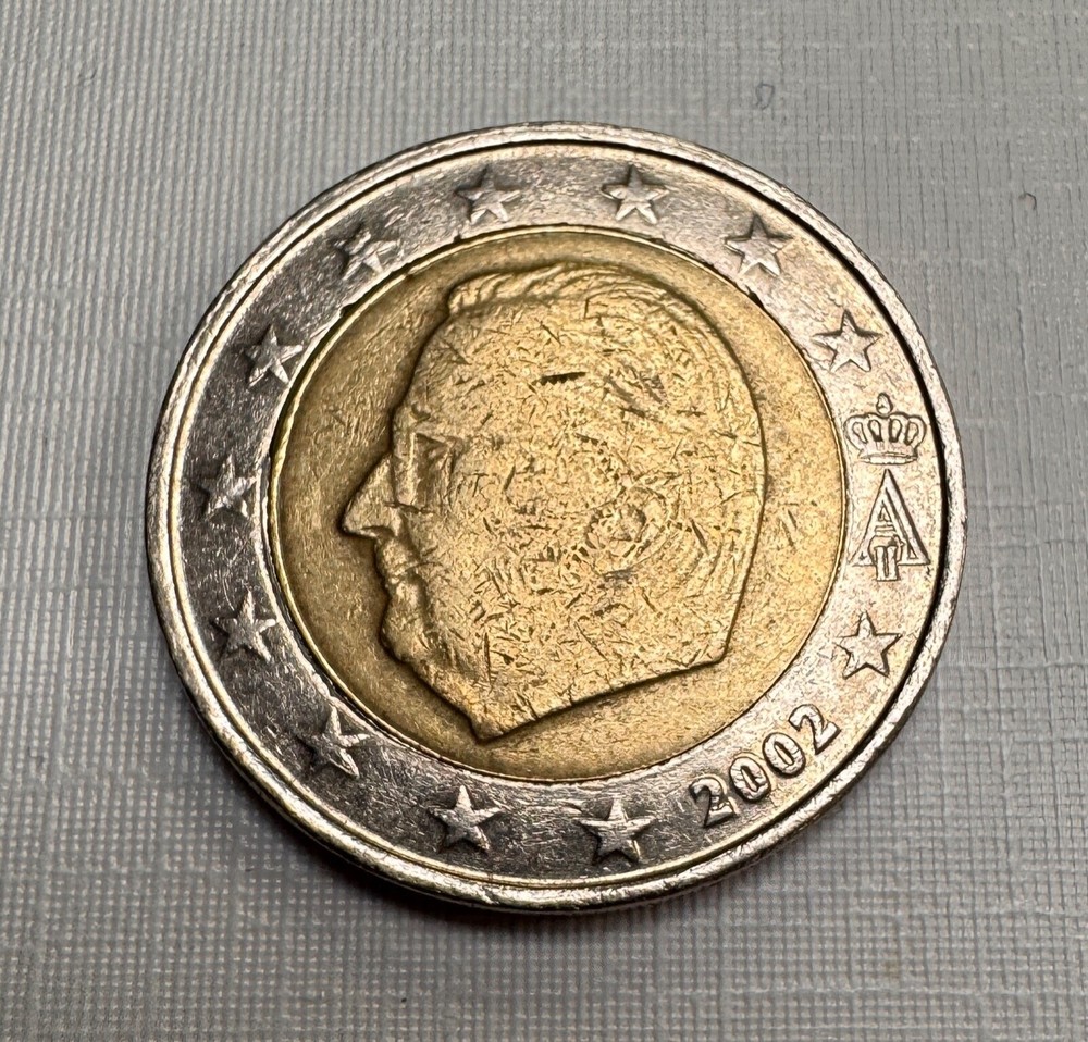 2 euro coin, Belgium, 2002. With Mint Errors