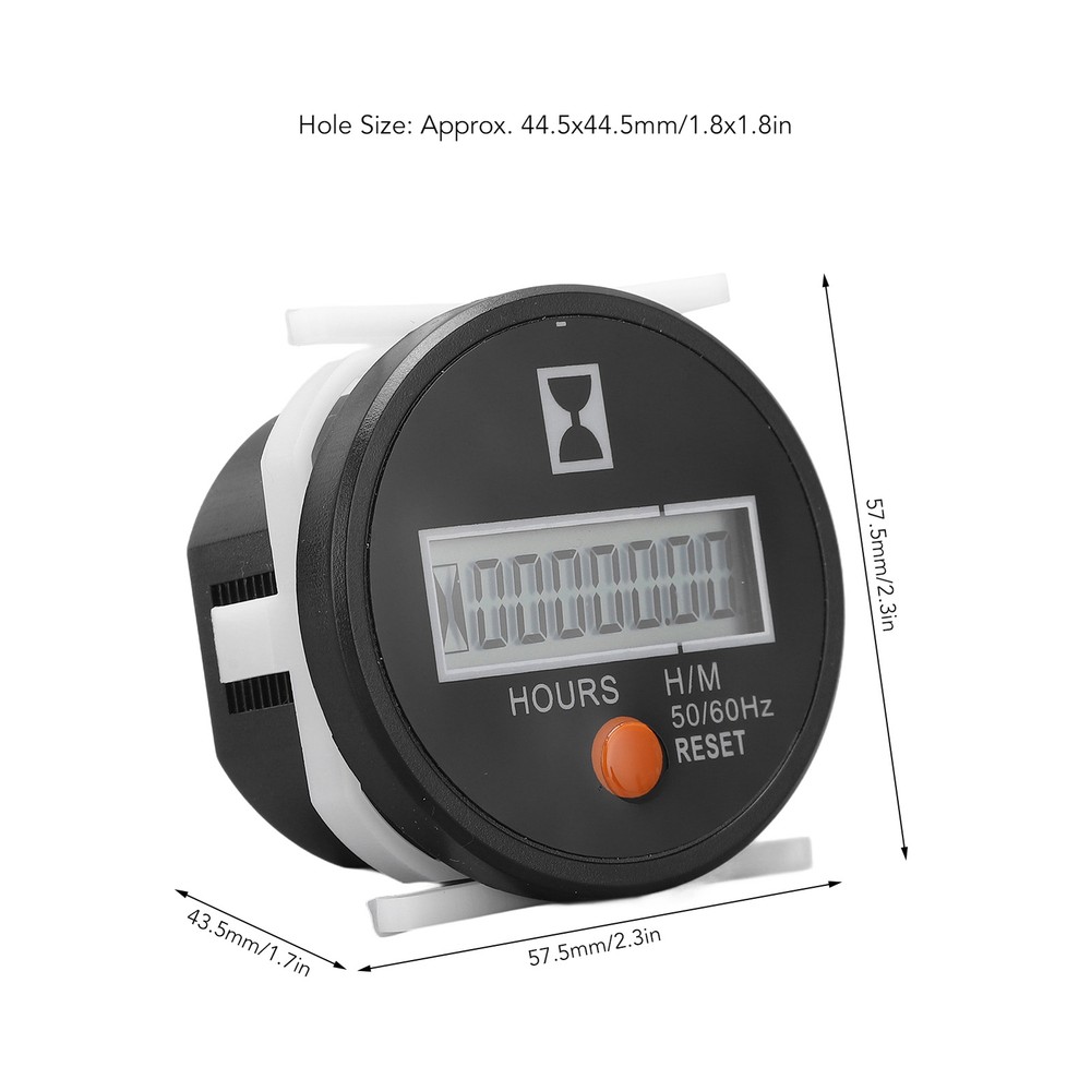 Digital Hour Meter Mechanical Hourmeter Wide Range With Reset Button 24‑240V