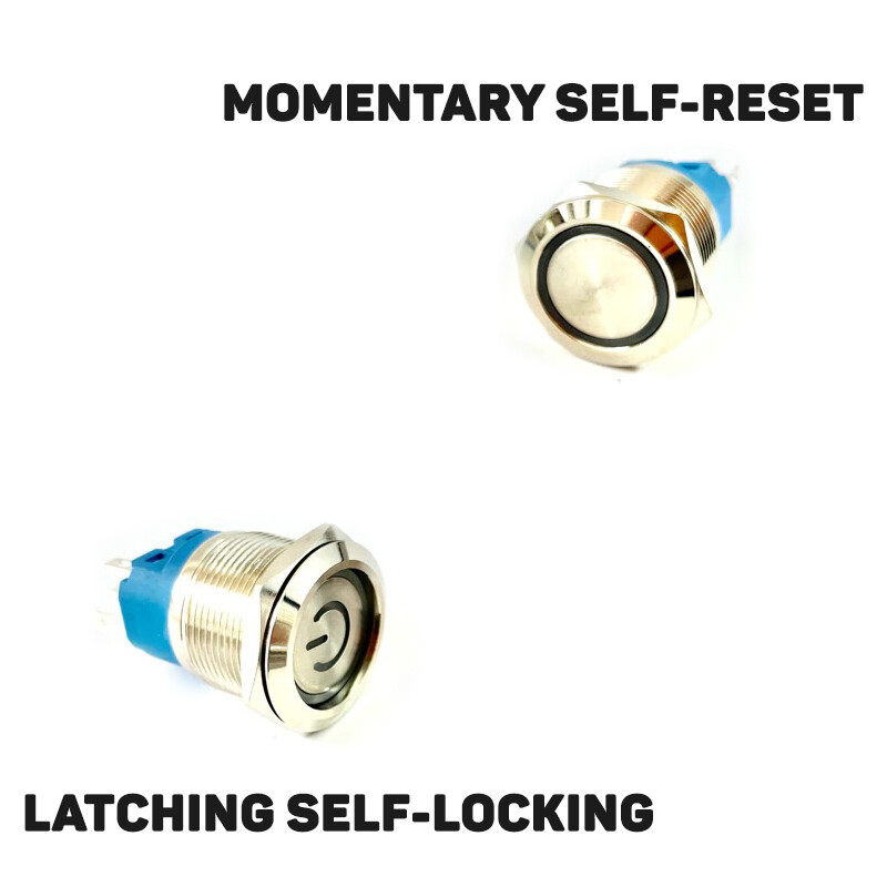 Push Button Switch 12/16/19/22mm Metal LED Light Momentary Latching Waterproof
