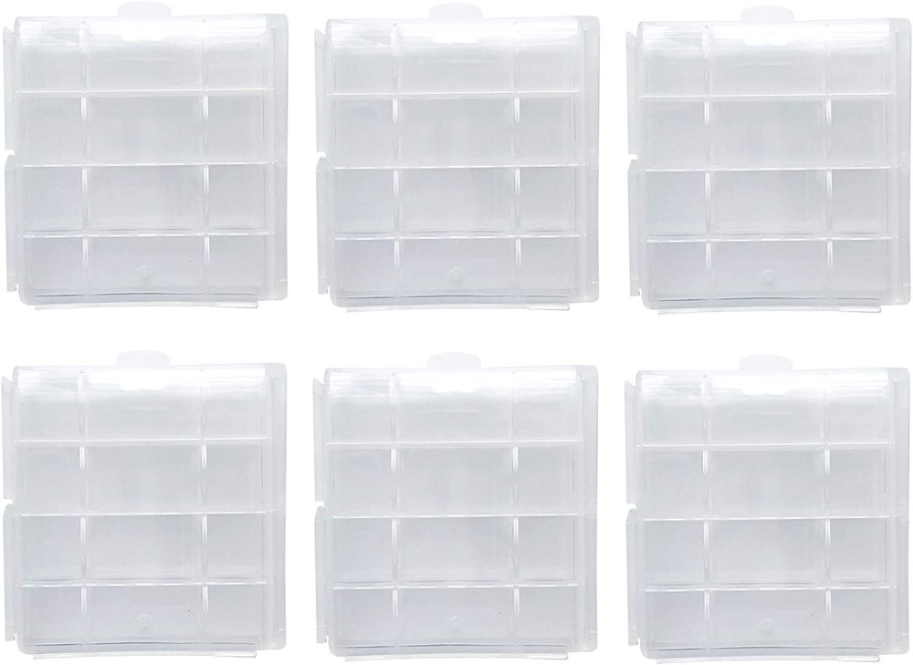 Battery Storage Case for AA/AAA, Battery Holder Box (6Pack Clear)