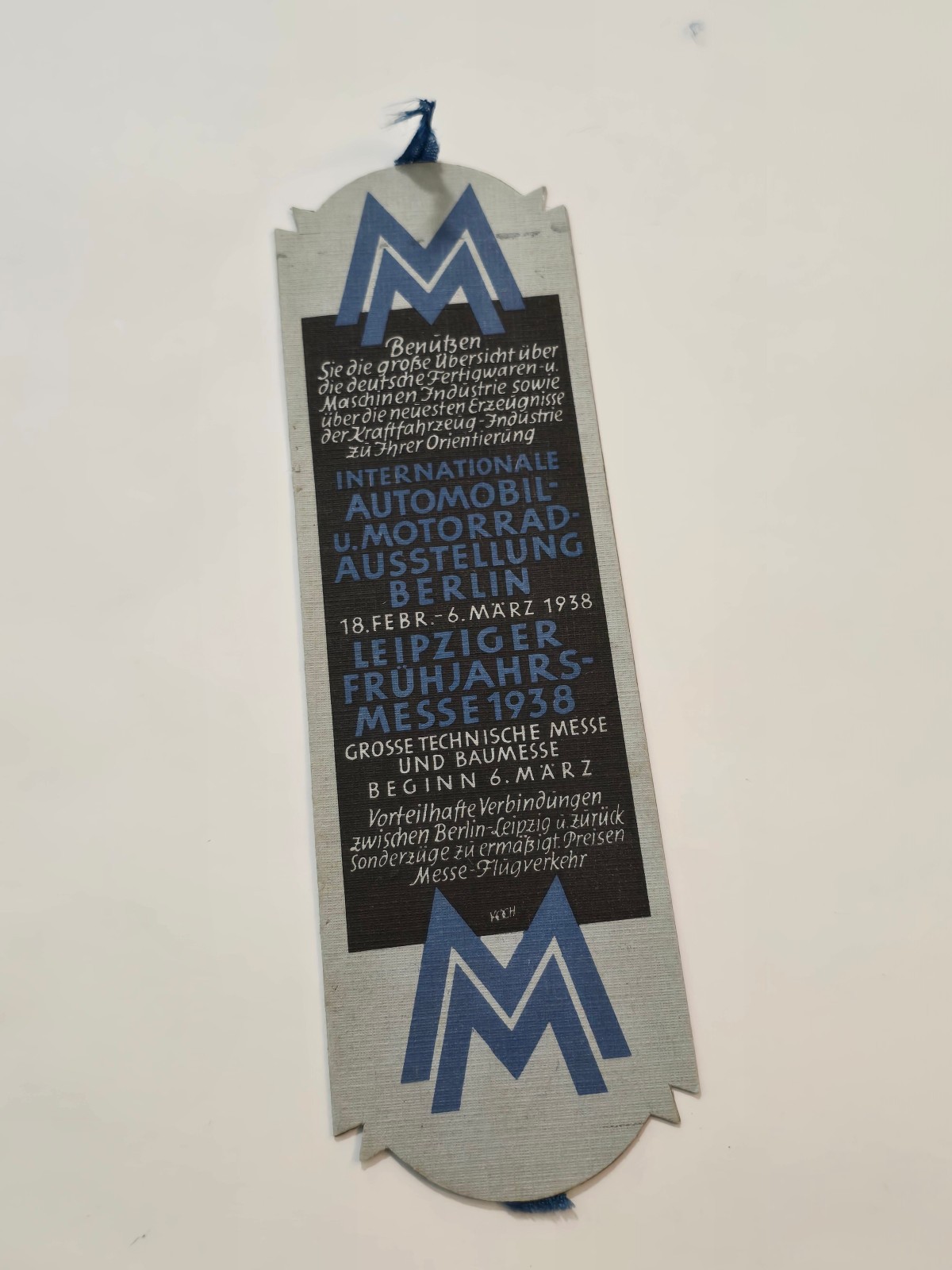 WWII German Third Reich Bookmark 1938 Leipzig Trade Fair Art Deco Book Mark