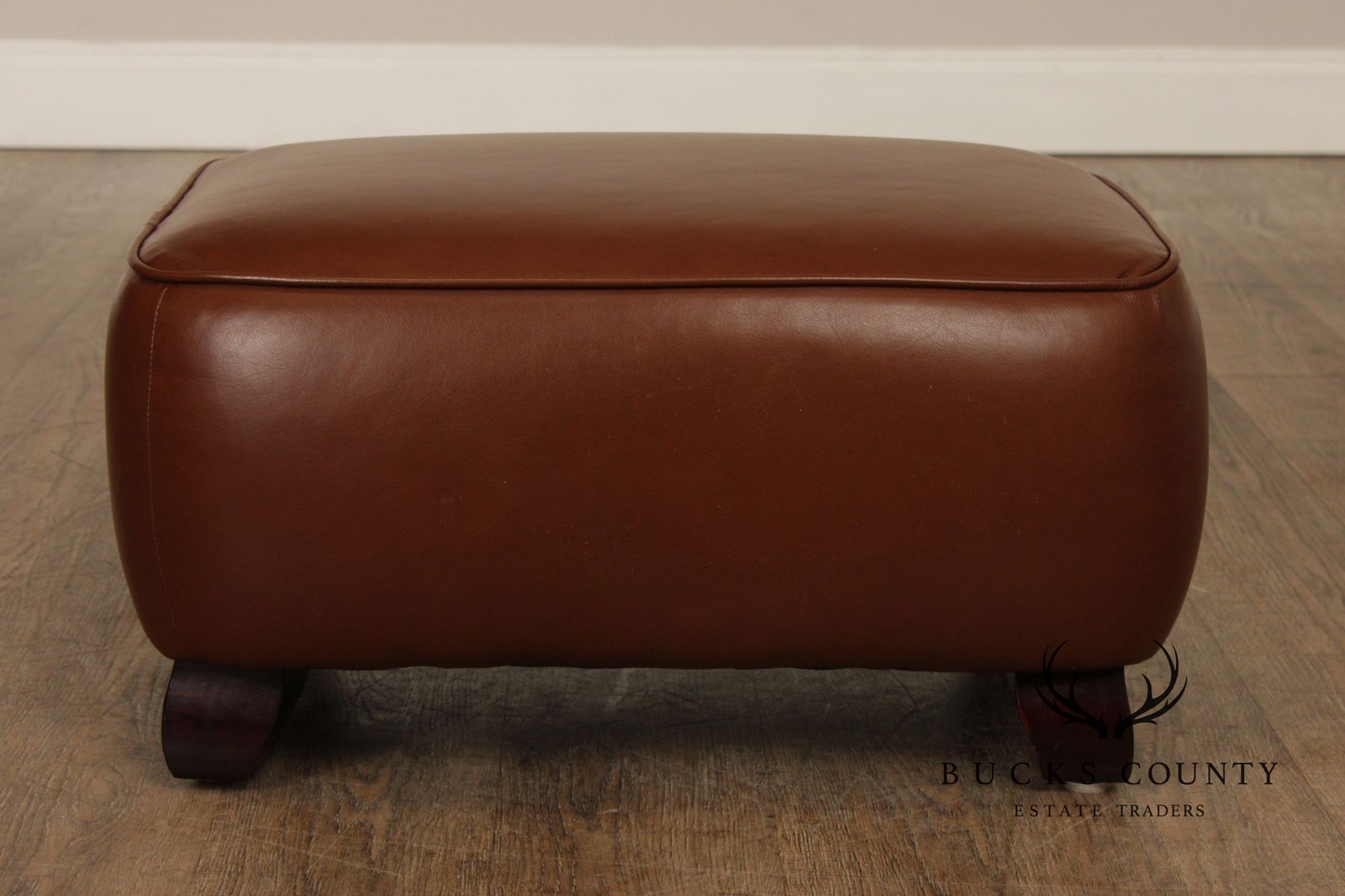 Precedent Traditional Pair of Leather Ottomans