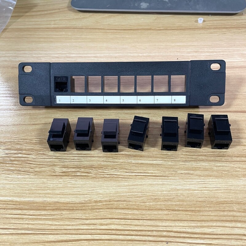 8 Port Straight-throu CAT5e Patch Panel RJ45 Cable Adapter Keystone Jack