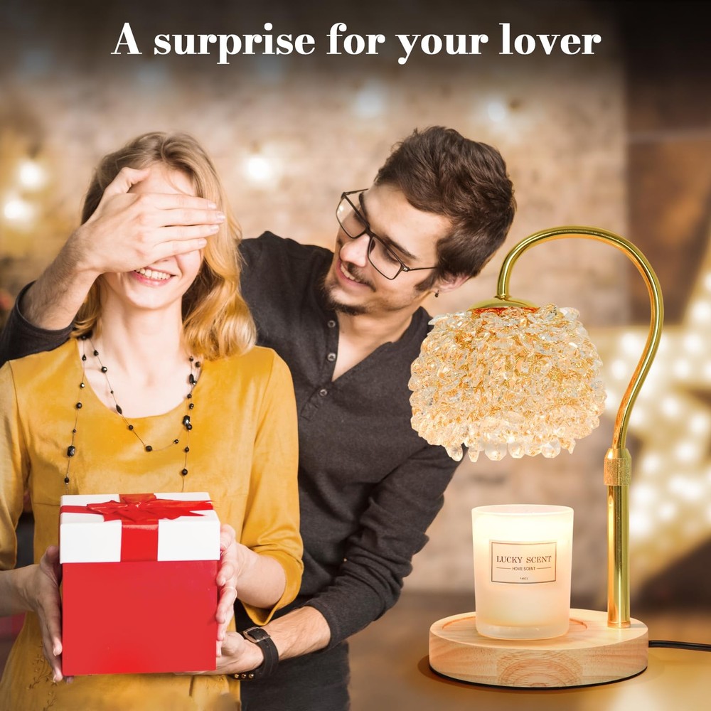 Hisummer Candle Warmer Lamp with Timer, Dimmable Large, Gold