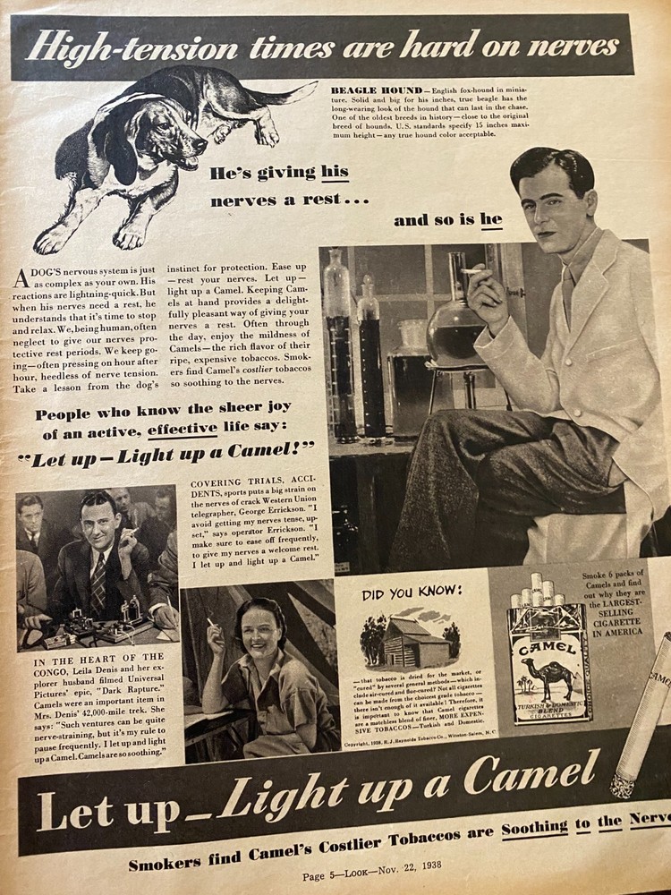 Camel Cigarettes, Full Page Vintage Large Format Print Ad, a