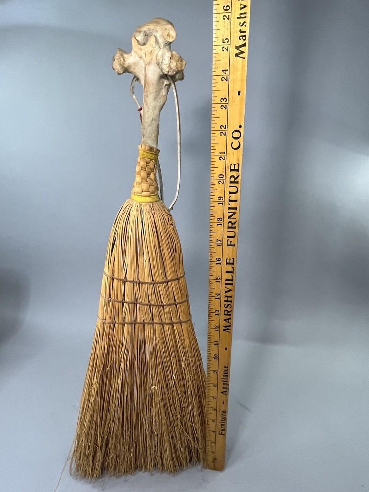 Hearth Broom Bone Handle Rustic Primitive Unique 26” Vintage